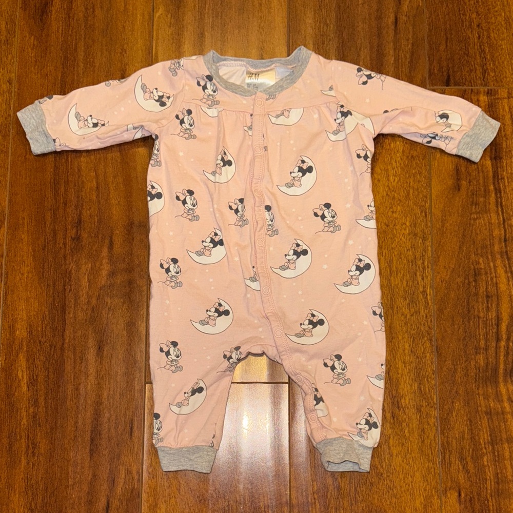 H&M Pink Cartoon Print Baby Footie
